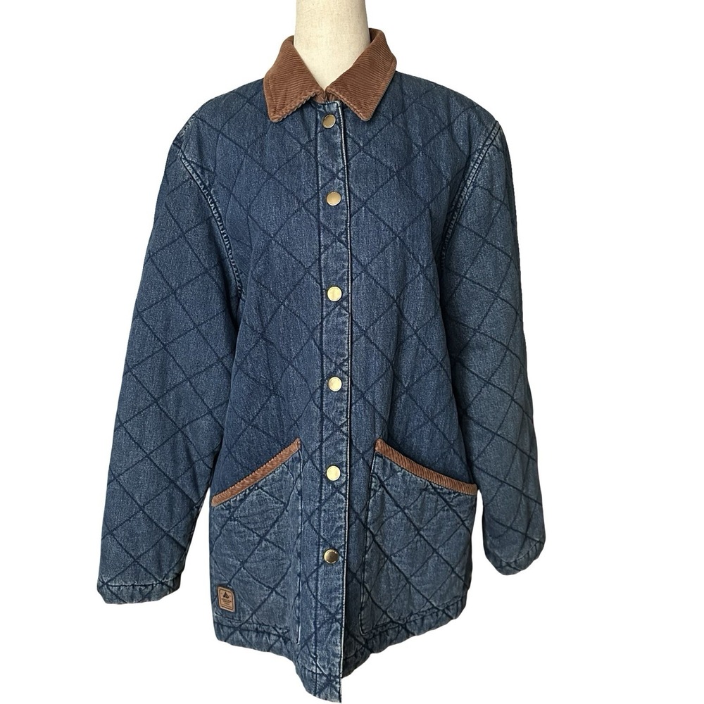 Vtg Lauren Ralph Lauren Denim Barn Chore Coat Jacket Womens Large Hunting Lined